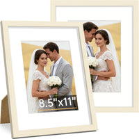 Vittanly 8x10 Picture Frame Set of 2, Solid Wood Frame for Wall or Tabletop, Display Photo 5x7 with Mat or 8x10 without Mat, Natural