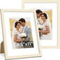 Vittanly 8x10 Picture Frame Set of 2, Solid Wood Frame for Wall or Tabletop, Display Photo 5x7 with Mat or 8x10 without Mat, Natural