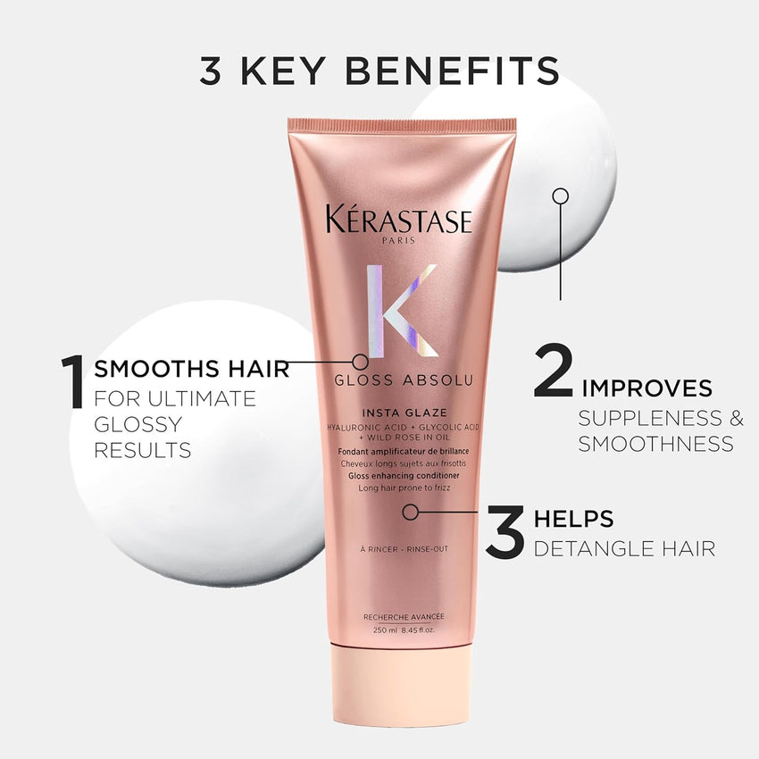 Kerastase Gloss Absolu High-Shine Anti-Frizz Conditioner - Deeply Hydrates & Detangles, Instantly Softens, For Glossy & Bouncy Hair