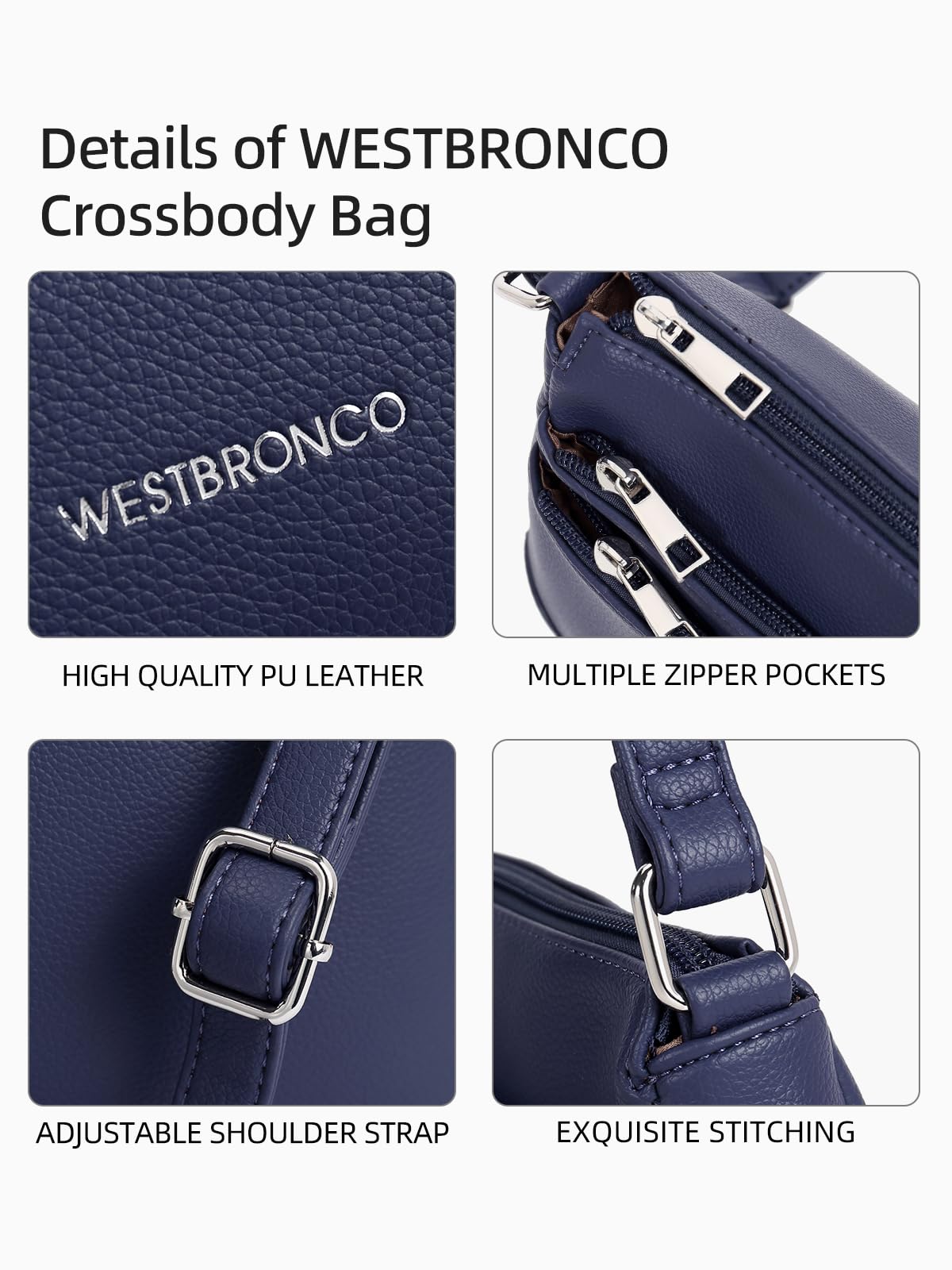 WESTBRONCO Crossbody Bags for Women, Medium Size Shoulder Handbags, Satchel Purse with Multi Zipper Pocket