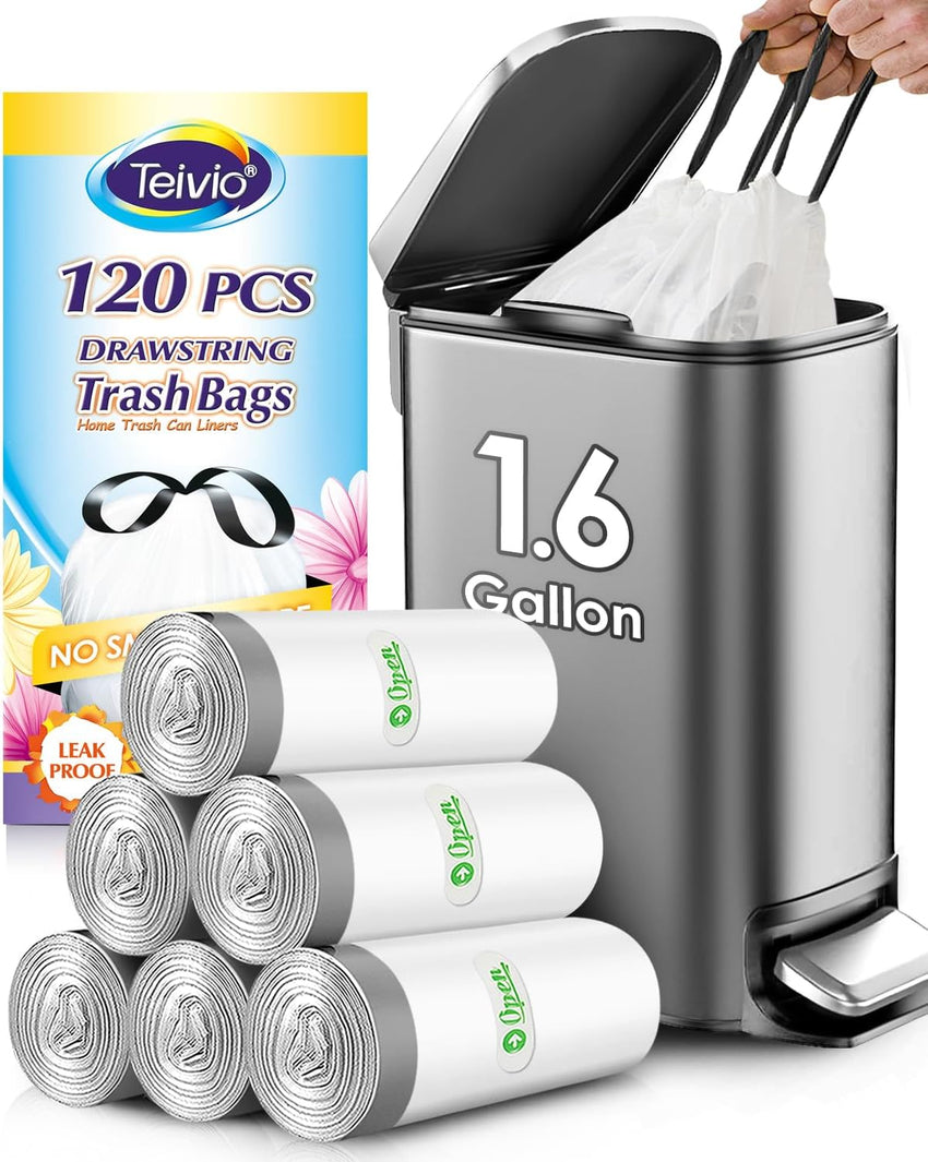 10 Gallon 200 Counts Extra Strong Trash Bags Tall Kitchen Garbage Bags by Teivio, 9 Gallon 10 Gallon,Bathroom Trash Can Bin Liners, Intended for Home,Plastic Bags for office kitchen Garden,Black