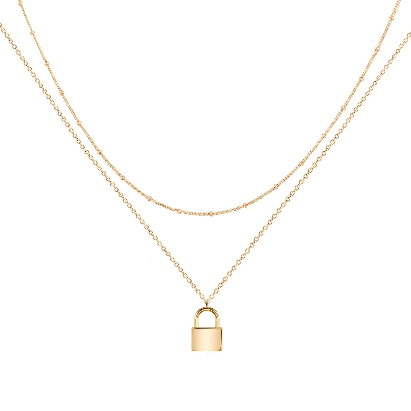 MEVECCO Layered Heart Necklace Pendant Handmade 18k Gold Plated Dainty Gold Choker Arrow Bar Layering Long Necklace for Women