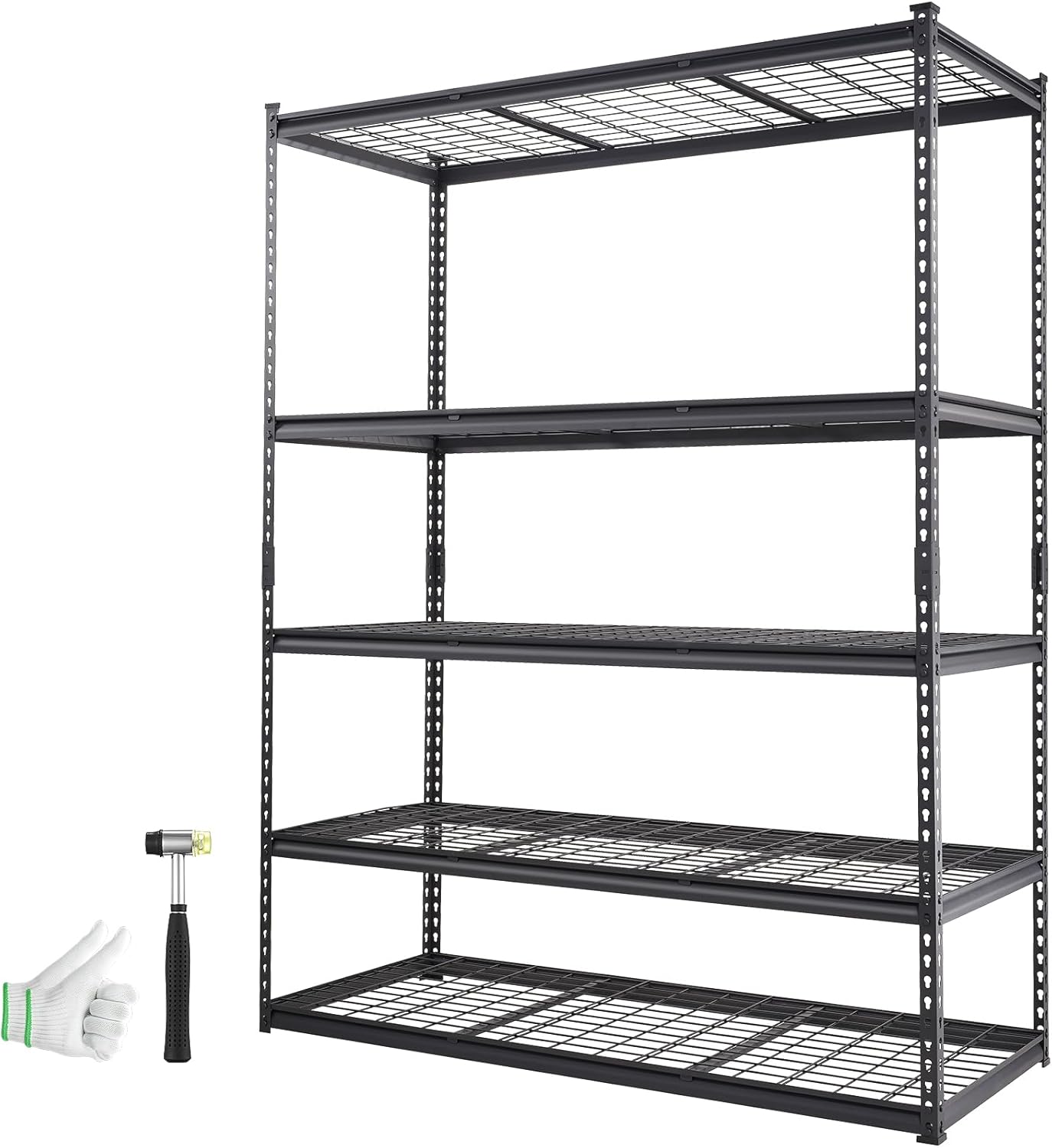 VEVOR Storage Shelving Unit, 5-Tier Adjustable, 2000 lbs Capacity, Heavy Duty Garage Shelves Metal Organizer Wire Rack, Black, 60" L x 24" W x 78" H for Kitchen Pantry Basement Bathroom Laundry Closet