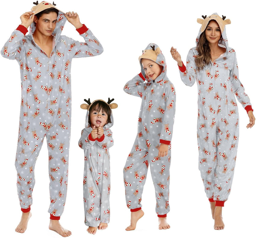 Adisputent Christmas Pajamas for Family Matching Cute Long Sleeve Couples Soft Sleepwear One Piece Funny Christmas Pjs Sets