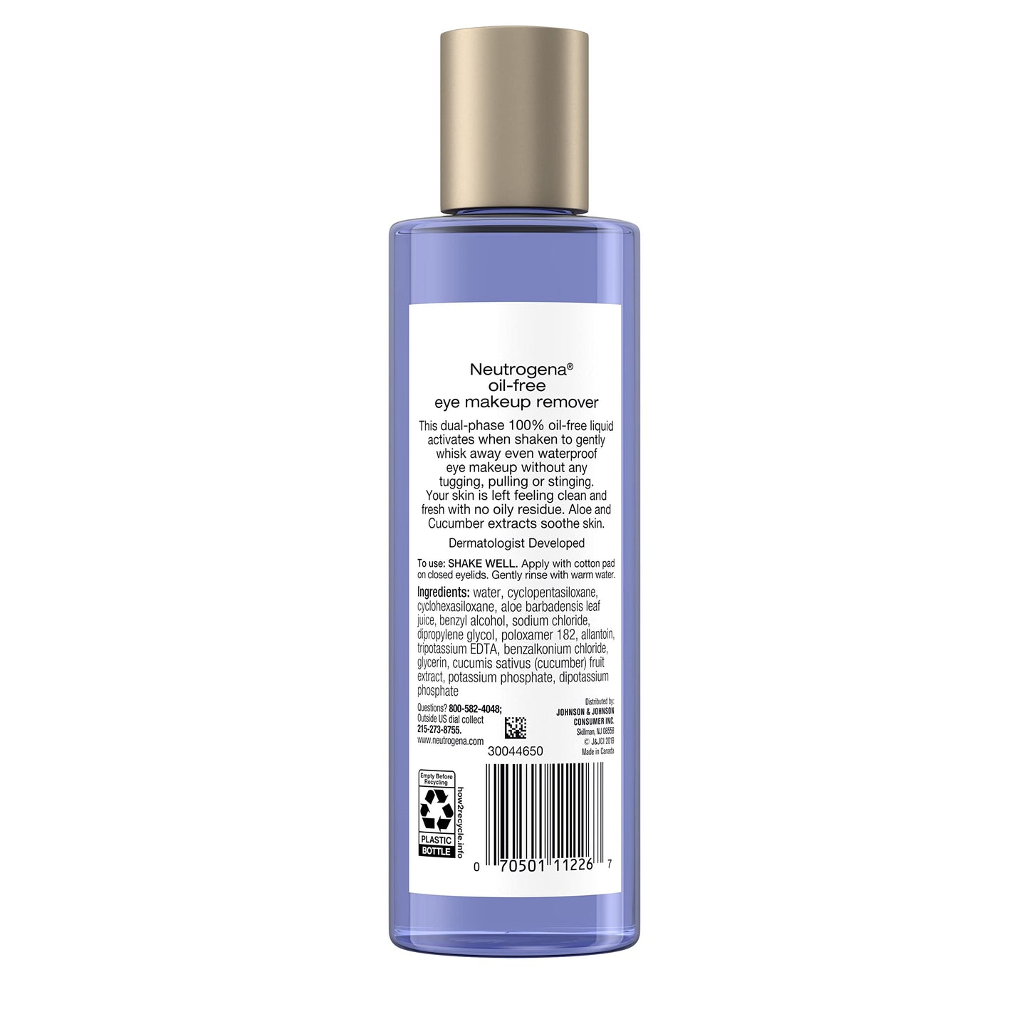 Neutrogena Gentle Oil-Free Eye Makeup Remover & Cleanser for Sensitive Eyes, Non-Greasy Makeup Remover, Waterproof Mascara Remover, Dermatologist & Ophthalmologist Tested, 8 fl. oz