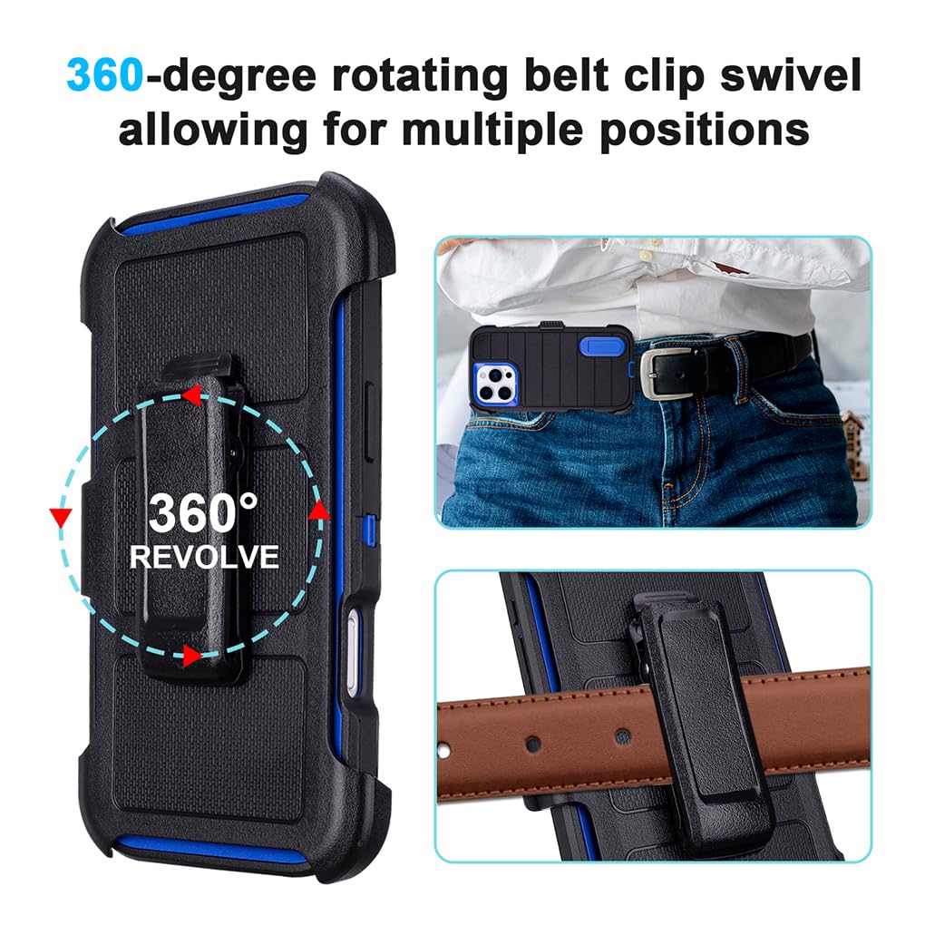 for Phone Case iPhone 16 Pro Case Black with Belt Clip Heavy Duty Holster for Shockproof Cases,3 Layers of Sturdy,Military Grade Defender Cover for iPhone 16 Pro Cases Black 6.3 Inch