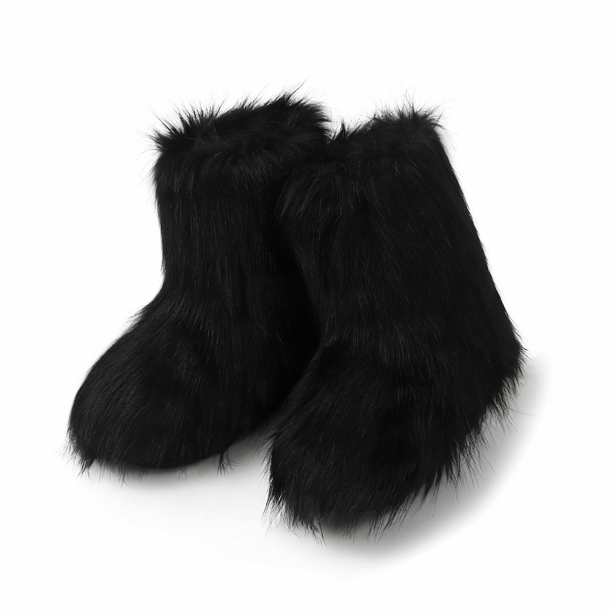 Wnshonzy Fur Boots for Women Snow Furry Fluffy Platform Flat Ankle Mini Boot Winter Round Toe Y2k Comfortable Mid-Calf Short Outdoor 2025