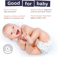 Pura Size 6 Eco-Friendly Diapers (29+ lbs) Hypoallergenic, Soft Organic Cotton, Sustainable, up to 12 Hours Leak Protection, Allergy UK, Recyclable Paper Packaging, 18 Count (Pack of 3) (54 Diapers)