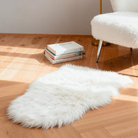 Faux Fur Rug Sheepskin Shag Fluffy Fuzzy White 2x6 ft Runner Rugs for Bedroom Bedside Bed Floor Living Room Plush High-Density Cushion Carpet Super Sofa Cover