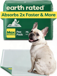 Earth Rated Max Absorbency Puppy Pee Pads for Dogs Absorbs 2X Faster & 2X More, Leak-Proof, Odor Control Potty Training, Unscented, Large, 22” x 23”, 40 Count