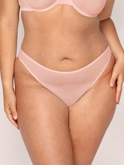 Smart & Sexy Women's Lace Trim & Mesh Panty Sexy Thongs & Cheeky Bikinis 2 Pack Blushing Rose/Black Hue XXL (Clearance)