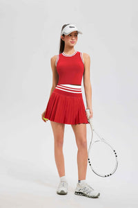 Two Piece Tennis Skirt Set for Women High Waisted Pleated Athletic Golf Skirt Sets Women 2 Piece Outfits with Pockets