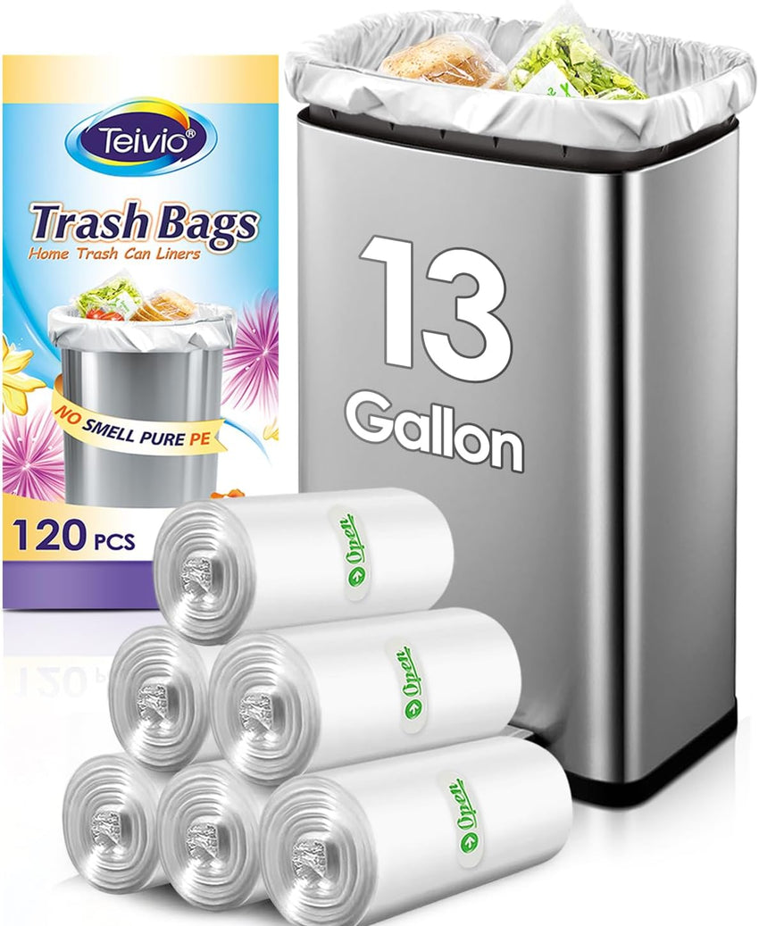 10 Gallon 200 Counts Extra Strong Trash Bags Tall Kitchen Garbage Bags by Teivio, 9 Gallon 10 Gallon,Bathroom Trash Can Bin Liners, Intended for Home,Plastic Bags for office kitchen Garden,Black