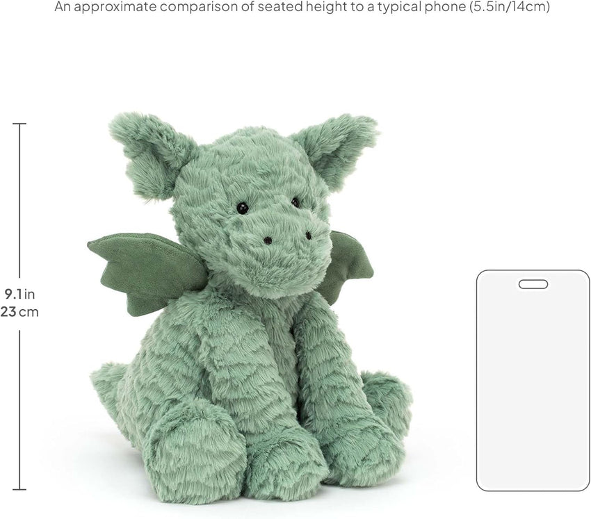Jellycat Fuddlewuddle Dragon Stuffed Animal, 9 inches - Mythical Plush Toy - Classic Children's Gift