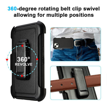 for Black iPhone 15 Case with Belt Clip, Shockproof Heavy Duty Rugged, 3 Layers of Sturdy,Anti-Drop, Military-Grade Defender Cover for iPhone 15 Case Black