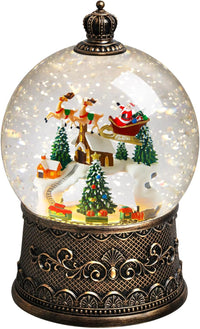 Train Snow Globe Christmas Snow Globe Lantern with Auto 6H Timer and Manual Glitter, Lighted Christmas Decorations Indoor with Santa Claus Reindeer Tree for Home Tabletop, Battery Operated