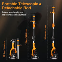 Drywall Sander, 1000W Popcorn Ceiling Removal Tool, Automatic Drywall Sander with Vacuum Dust Collection, LED Light, 6 Variable Speed 800-2200RPM,15Pcs Sanding Discs, Foldable & Extendable Handle