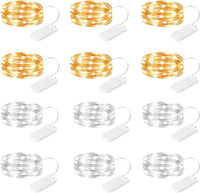 Brightown 12 Pack LED Fairy Lights Battery Operated String Lights - 7ft 20LED Waterproof Silver Wire Firefly Starry Moon Lights for DIY Crafts Wedding Table Centerpieces Party Bedroom Christmas