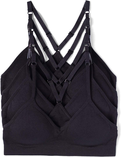 Kalon Women’s 4 Pack Racerback Sports Bralette Seamless Wireless Comfort Bra