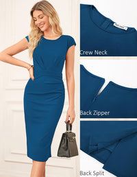 GRACE KARIN Women's Wear to Work Dresses 2025 Cap Sleeve Sheath Bodycon Midi Dress Ruched Business Office Pencil Dress