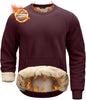 Pudolla Men's Sherpa Lined Sweatshirts Warm Soft Crewneck Sweatshirts Heavyweight Winter Pullover Kangaroo with Pouch Pocket