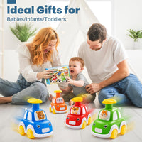 Press and Go Car Toys for Toddlers 1-3, 4 Pack Animal Baby Car Toys for 1 2 Year Old Boy, Push Go Friction Vehicle Toys for Infants 6-9-12-18 Months, One First Birthday Gifts for Boys Girls