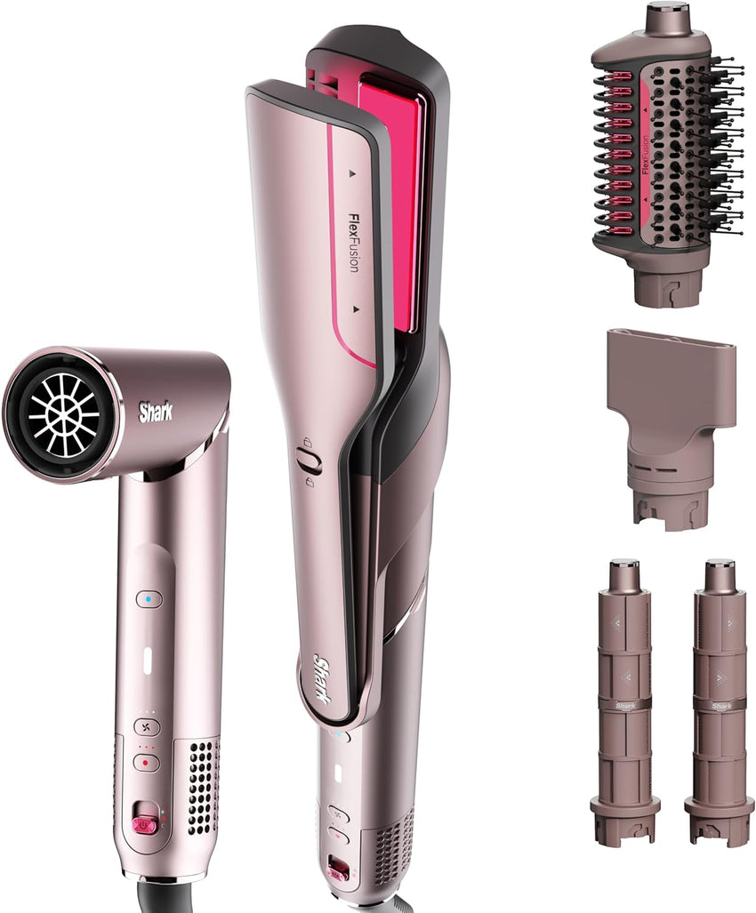Shark HD430 FlexStyle Air Styling & Drying System, Powerful Hair Dryer Brush & Multi-Styler with Auto-Wrap Curlers, Paddle Brush, Oval Brush, Concentrator Attachment, Stone
