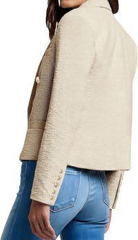 Womens' Casual Blazer 2024 New Spring Cropped Elegant Ladies Lightweight Open Front Work Office Business Pocket Jacket