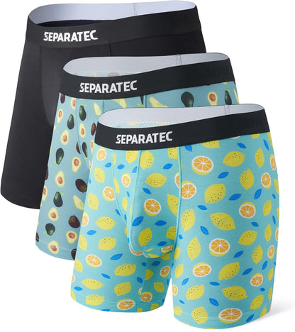 Separatec Mens Underwear with Pouch Moisture Wicking Dual Pouch Boxer Briefs Rayon From Bamboo Underwear Men, Halloween Theme