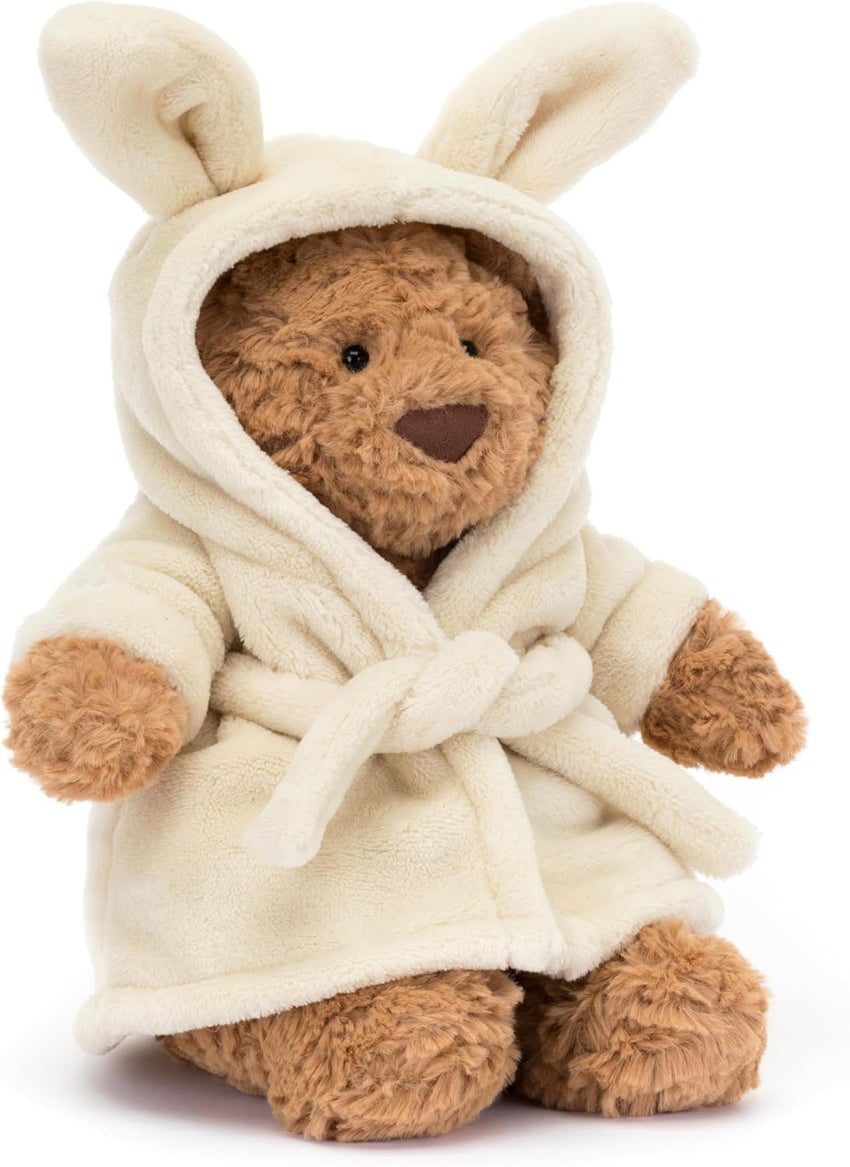 Jellycat Bartholomew Bear with Bathrobe Stuffed Animal, 10 inches - Teddy Bear Plush - Soft & Huggable - Classic Children's Gift