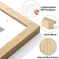 Vittanly 8x10 Picture Frame Set of 2, Solid Wood Frame for Wall or Tabletop, Display Photo 5x7 with Mat or 8x10 without Mat, Natural