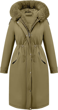 RISISSIDA Women Winter Parka Puffy Coat,Puffer Jacket with Long Fur Collar Hooded,Thicken Warm Bubble Overcoat for Deep Cold