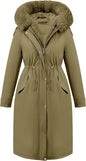 RISISSIDA Women Winter Parka Puffy Coat,Puffer Jacket with Long Fur Collar Hooded,Thicken Warm Bubble Overcoat for Deep Cold