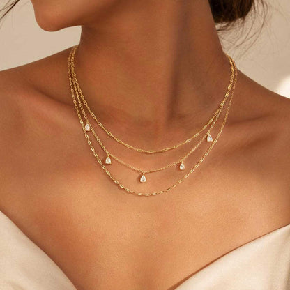 Layered Necklaces for Women, Dainty 14K Gold Plated Circle Peadant Chain Necklace Set Simple Paperclip Stacked Necklaces for Women Trendy Gold Jewelry