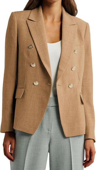 Mina Self Casual Blazer for Women 2025 Fall Double Breasted Full-Lined Long Sleeve Office Work Lightweight Elegant Pockets