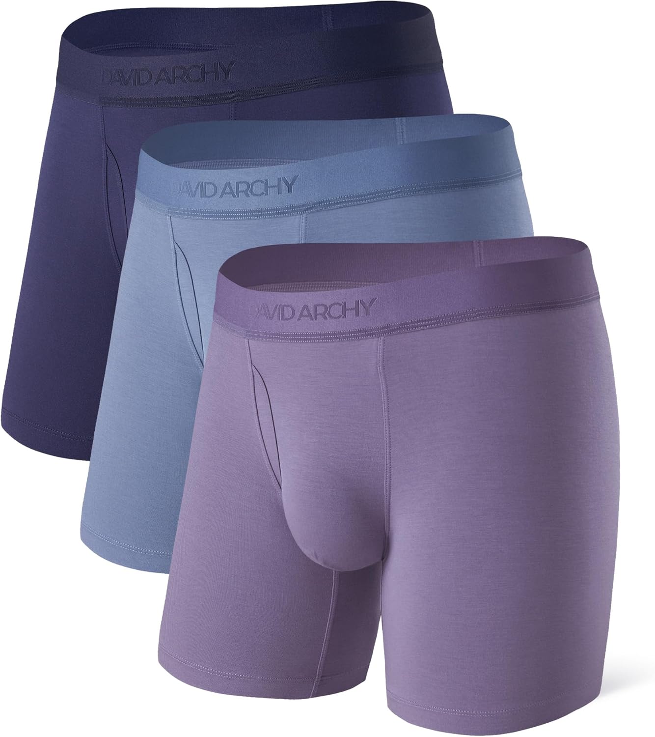 DAVID ARCHY Men's Underwear Ultra Soft Modal Support Pouch Trunks Moisture Wicking Boxer Briefs for Men Multipack