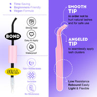 Pawotence Lash Extension Kit DIY 280pcs Lash Clusters Eyelash Extension Kit, 9-16mm 30D 40D Individual Lashes Kit with Lash Bond and Seal, Lash Tweezers for Self Use (30D&40D, 0.07D, 9-16mm, Kit)