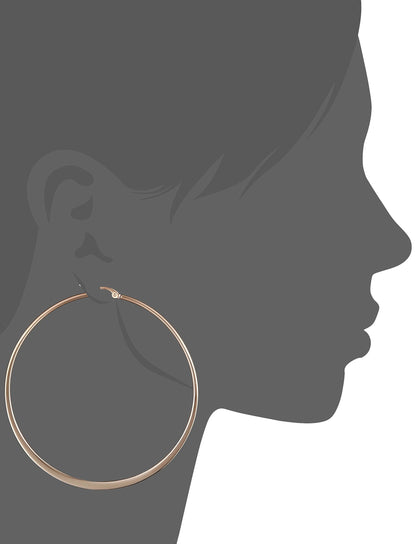 Amazon Essentials Gold Plated or Stainless Steel Flattened Hoop Earrings