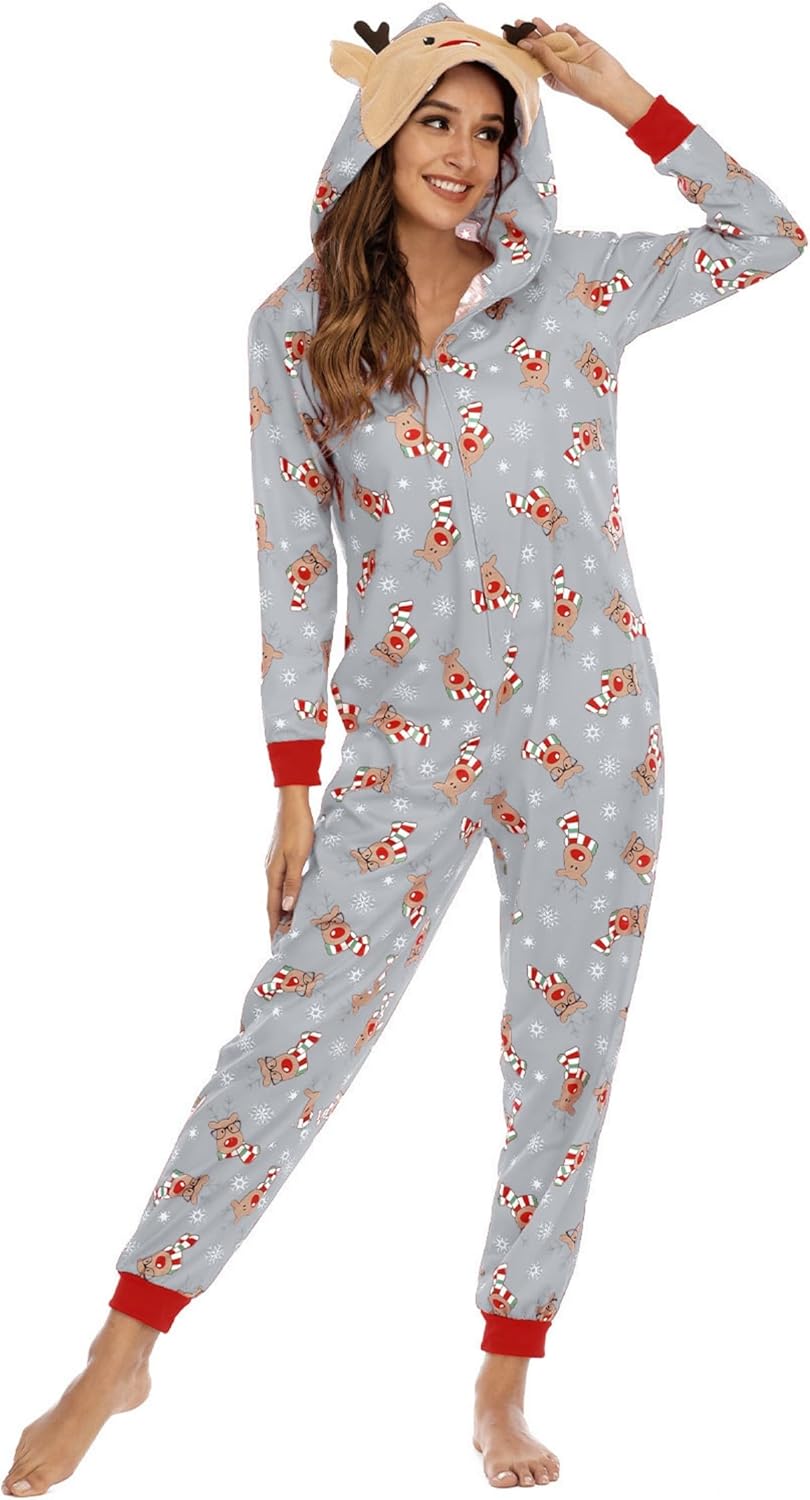 Adisputent Christmas Pajamas for Family Matching Cute Long Sleeve Couples Soft Sleepwear One Piece Funny Christmas Pjs Sets