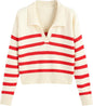 CIDER Women’s Polo Sweater Striped Collared Lightweight Long Sleeve V Neck Pullover Fall Sweater Tops 2025