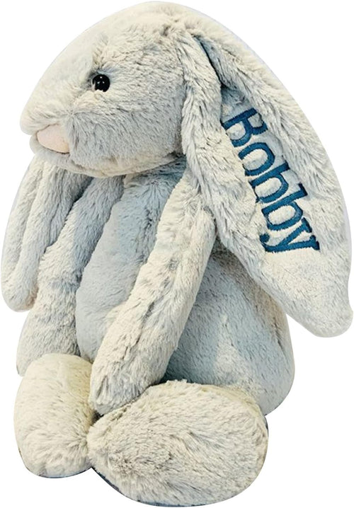 Embroidered Plush Bunny With Child'S Name HandMade Custom Plush Toy Child'S First Easter Gift