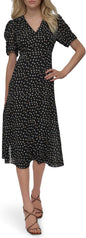 DKNY Women's Short Sleeve Button Front Fit & Flare Midi Dress
