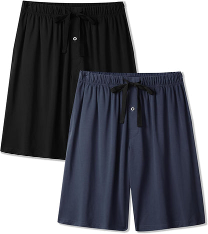 BAMBOO COOL Mens Pajama Pants Sleep Lounge Bottoms Soft Comfy Pj Pant Sleepwear with Pockets 2 Pack