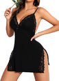 Sexy Night Gowns for Women Babydoll Lingerie Dress Lace Trim Sleep Dress Chemise Nightgowns Side Split Nighty