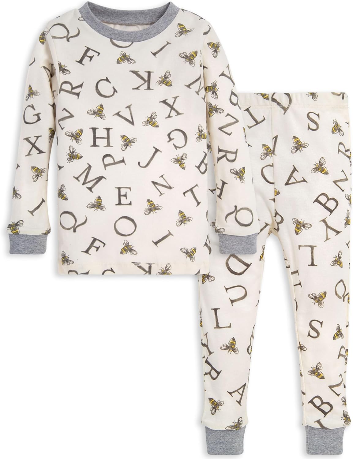 Burt's Bees Baby Girls' Pajamas, 2-Piece Long Sleeve Tee and Pants Organic Cotton PJ Set