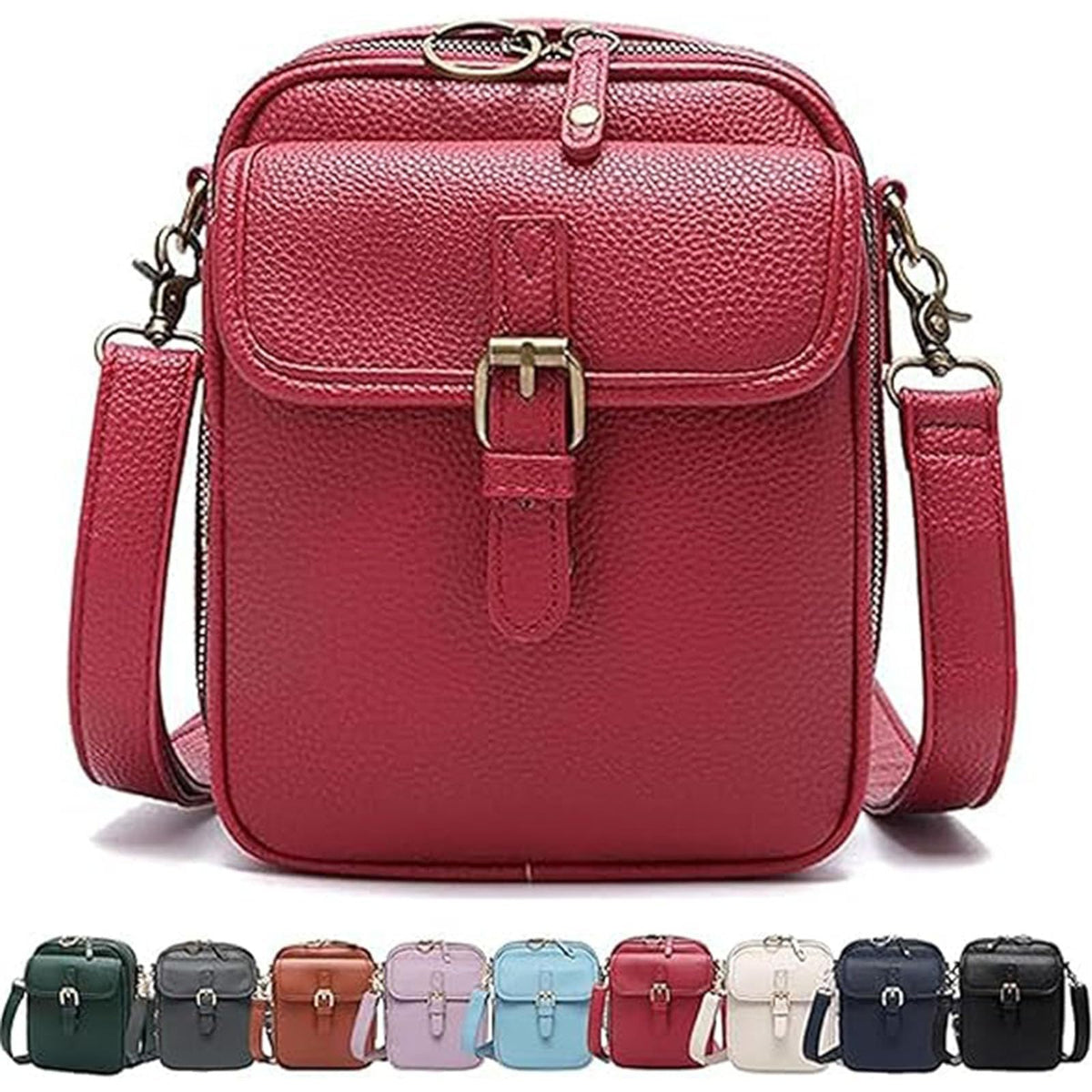 Leather Crossbody Bag for Women,Anti-Theft Messenger Bag with Large Capacity,Built-in Purse Card Slots Shoulder Sling Bag