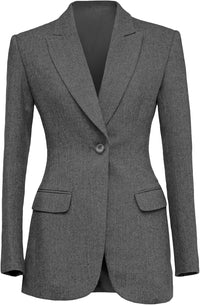 Mina Self Womens Blazer 2025 Fall Fitted Petite One-Button Front Striped Wool Suit Jackets with Pockets