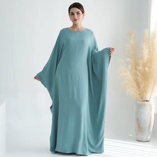 Women Muslim Abaya Dress 1Piece Bat Sleeve Islamic Maxi Robe Fashion Jilbab for Women Eid Kaftan Muslim Robe
