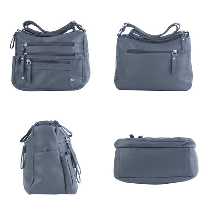 ELDA 10 Pockets Crossbody Purses for Women Medium Pocketbooks Lightweight Ladies Satchel Bag Multi Pocket Shoulder Handbag