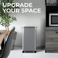 EconoHome 20 Gallon Stainless Steel Large Kitchen Trash Can with Foot Pedal, Soft Close Lid, and Trash Bag Retainer Rim